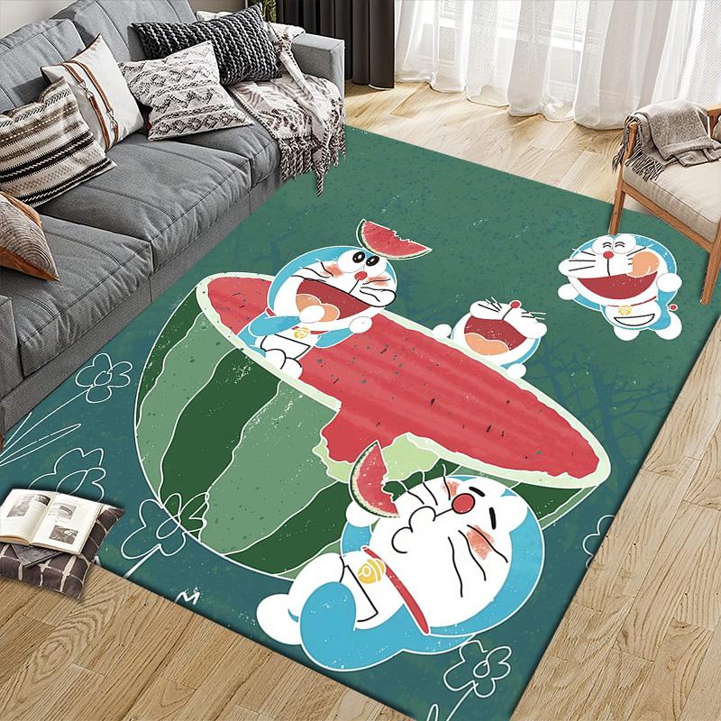 Doraemon4 Flannel Pattern Square Carpet,Area Rug,Carpet Rug for Living Room Bedroom Sofa Playroom Decor,Non-slip Floor Mat