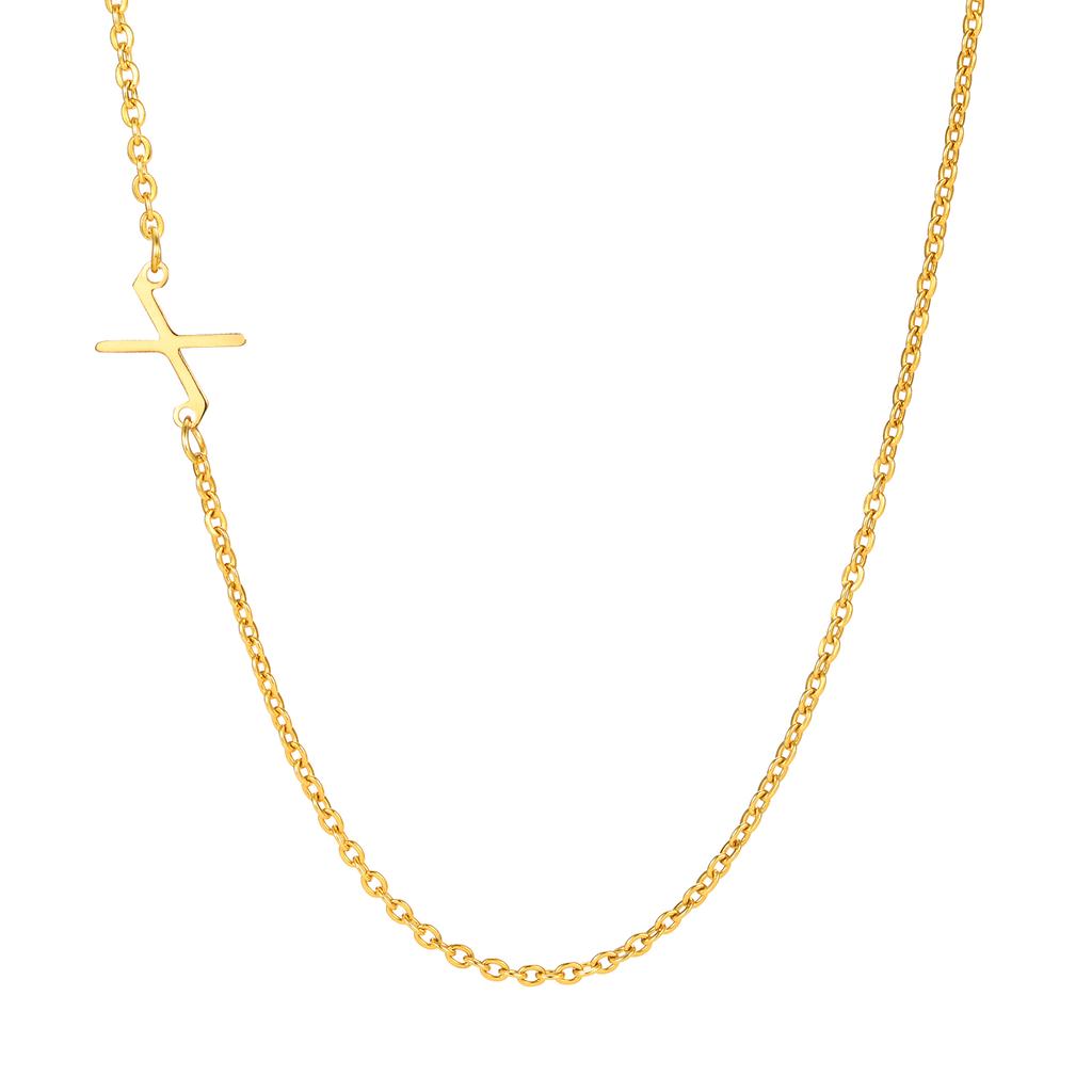 A-Z 26 Letters Initial Necklaces for Women 18k Gold Color Stainless Steel Necklace Rolo Chain Pendants Anniversary Jewelry
