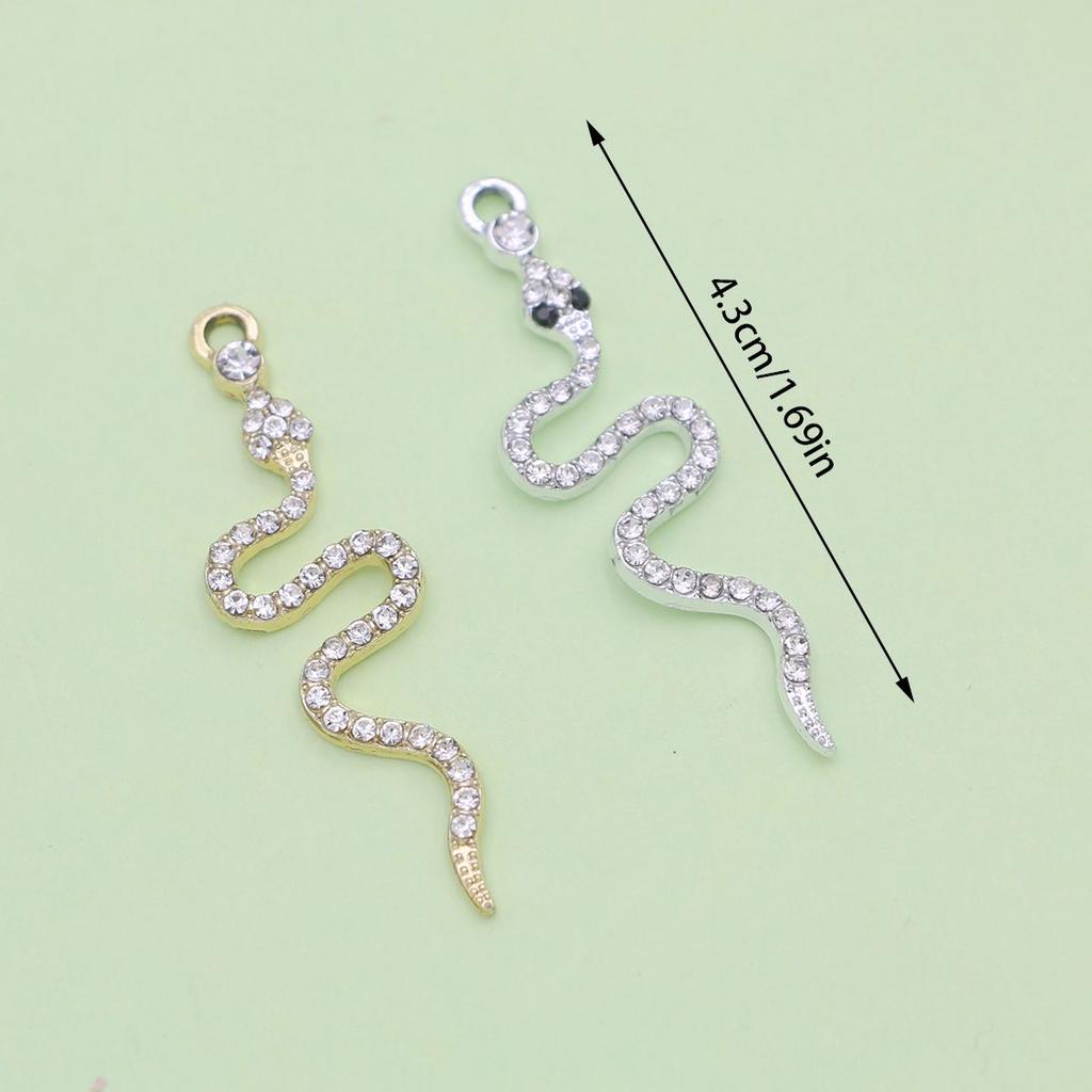 10Pcs Silver Plated Crystal Snake Charm Pendant For Jewelry Making Bracelet Earrings Necklace Diy Accessories Craft