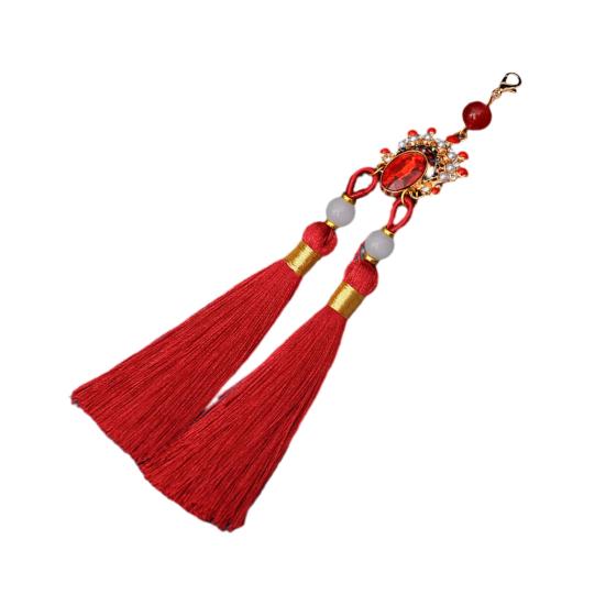 Tassel Pendant Facial Makeup Opera Car Decoration Hanging Accessories with Imitation Pearls Decor Hanfu Decoration