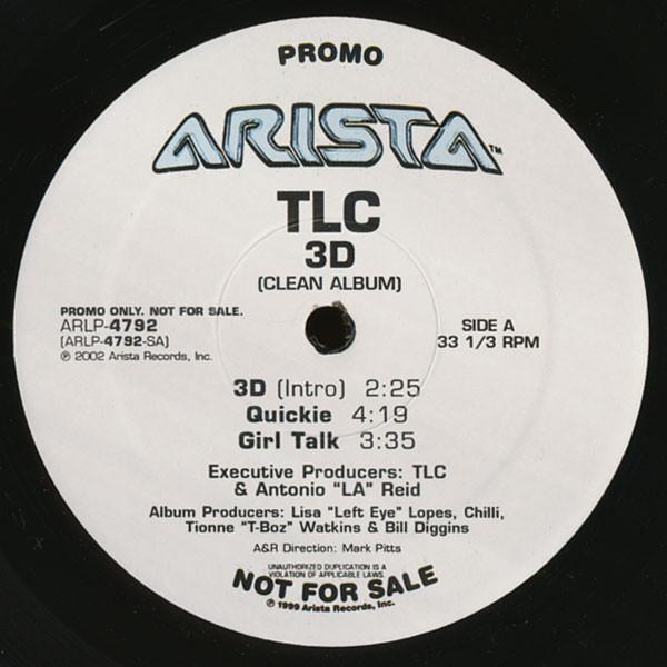 Виниловая пластинка TLC 3D Clean Album ARLP4792 Arista 2002 Канада Танцевальная Электроника Б/у