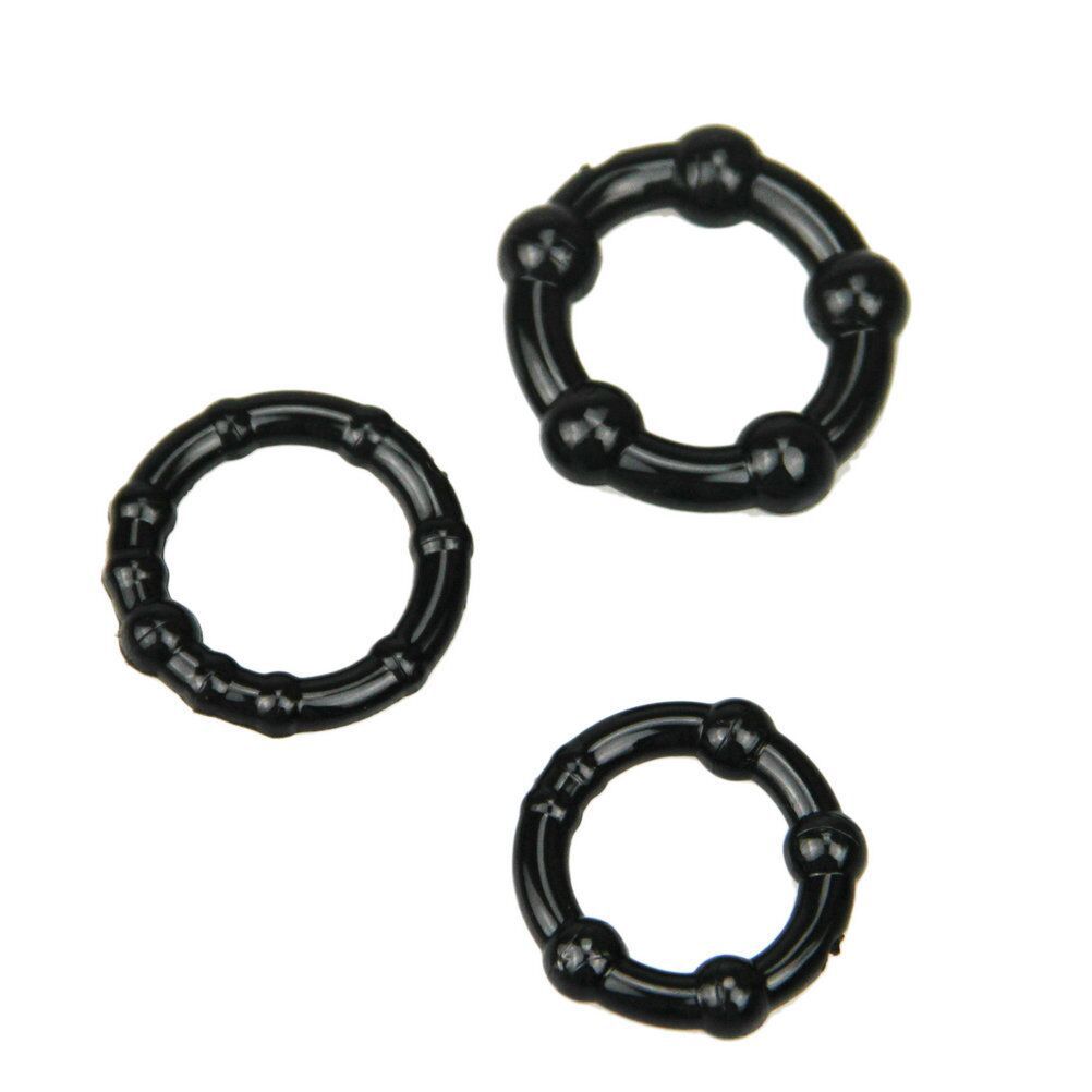 Set of 3PCS Durable Cock Rings Bead Penis Ring Male Delay Ejaculation Lasting Erection Ring Sex Toys for Men Adults Couple