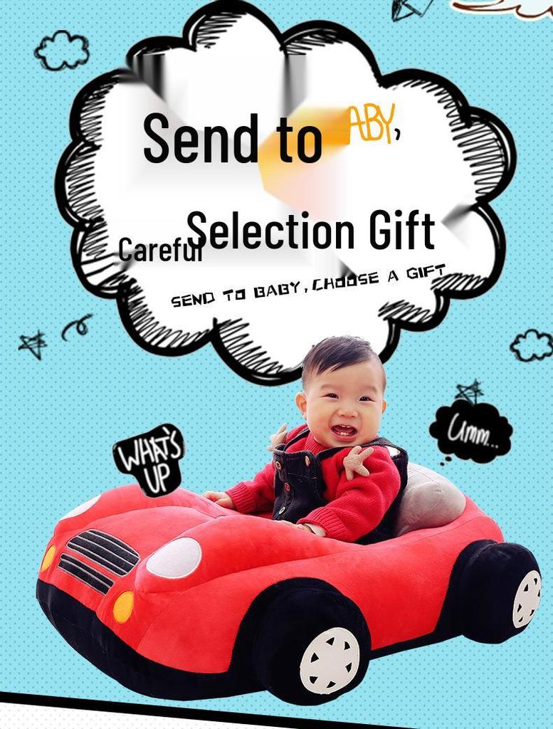 Children's Cartoon Car Plush Sofa Chair - Anti-Fall Learning Seat & Toy for Birthday Gift