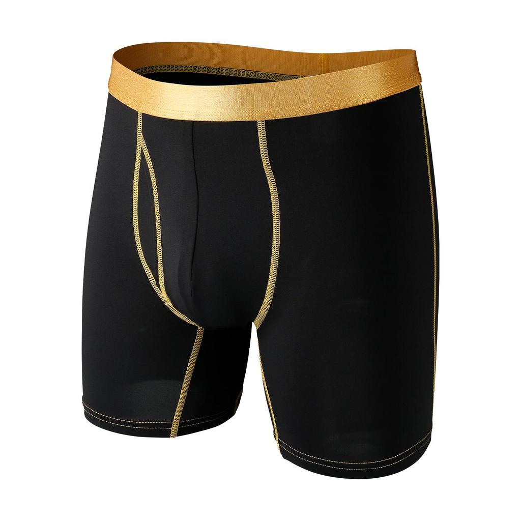 Men's Long Leg Boxer Shorts Ice Silk Sexy U Open Penis Pouch Sports Underwear EUR Size Panties Breathable Male Underpants