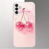 Rosa Kirsche galvanisiertes Glas Handyhülle geeignet für Samsung Galaxy S26 S25 S24 S23 S22 S20FE/Ultra/Plus sturzsichere Rückabdeckung