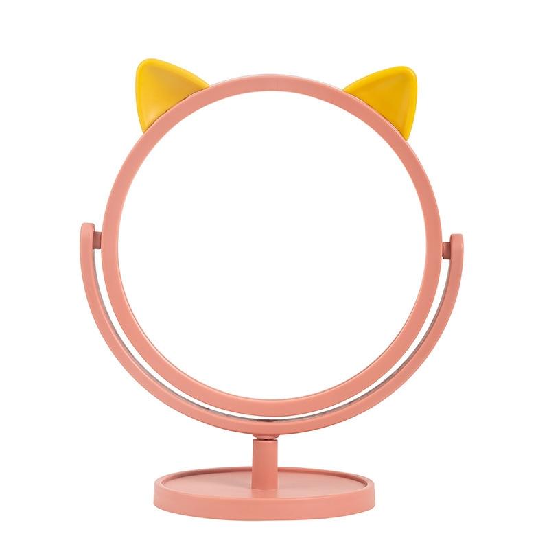 Cute Desktop HD Vanity Mirror Cat Ear Single Side Makeup Mirror Multifunctional Adjustable Makeup Princess Mirror