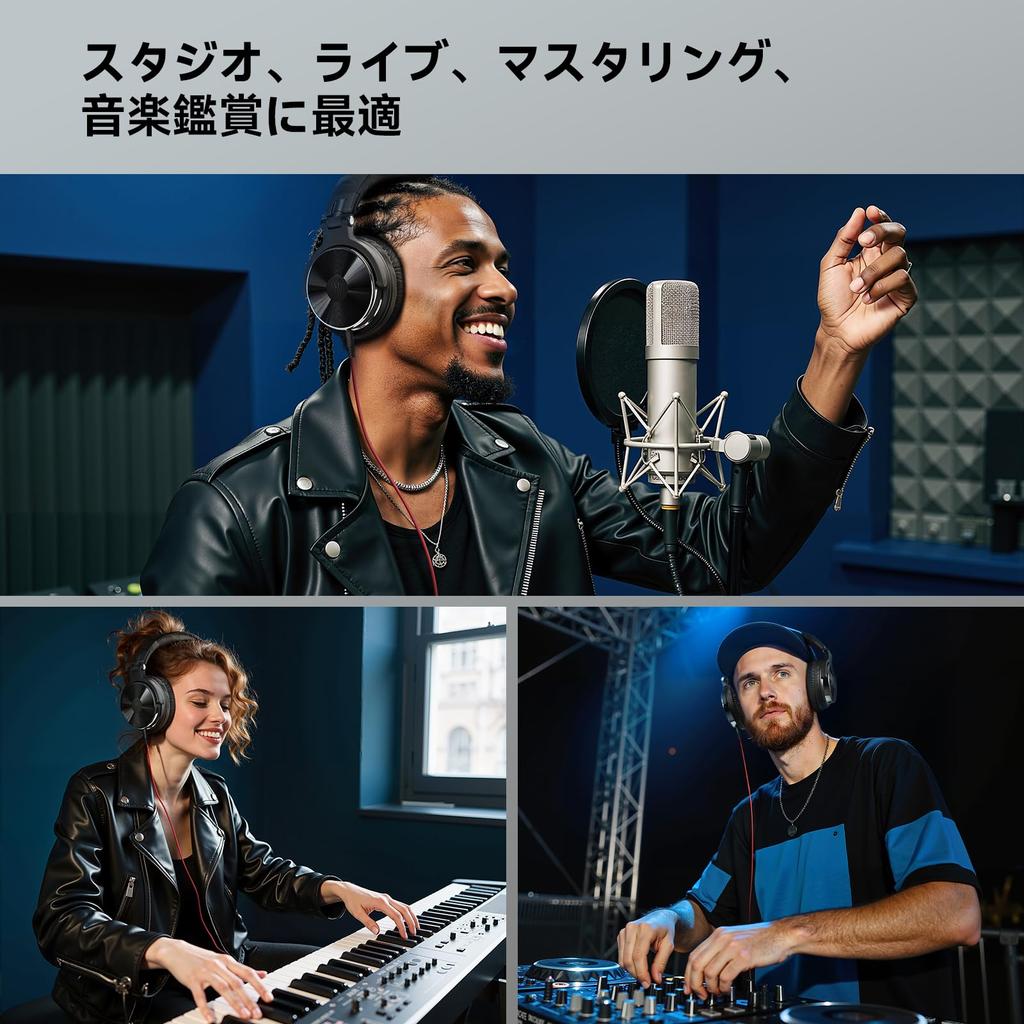 OneOdio Pro 10 Over-Ear Wired Bass Headphones with 50mm Drivers, 6.35mm & 3.5mm Jacks, DJ Monitor Headphones for Recording, Mixing, Studio