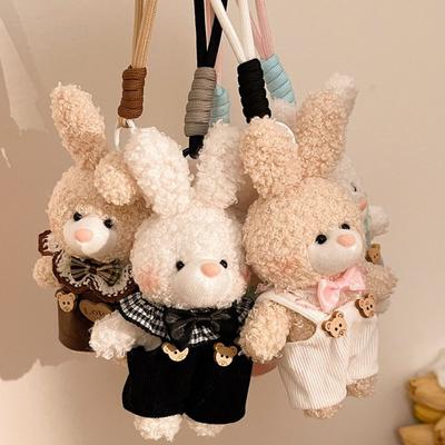 Pingente de Pelúcia de Urso Macio Chaveiro de Coelho de Pelúcia Fofo Chaveiro de Boneca de Pelúcia Estilosa Decoração para Mochila