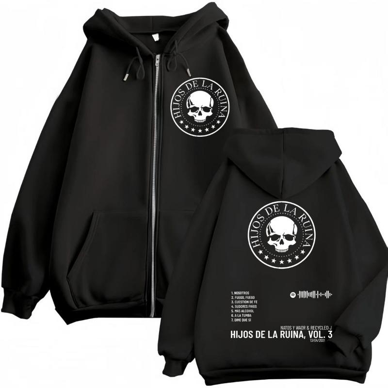 Rap Duo Natos Y Waor Hijos De La Ruina Album Zipper Hoodie Men's Women Hip Hop Retro Zip Up Sweatshirts Gothic Fashion Pullovers