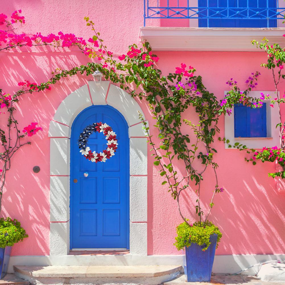 Independence Day Wreath for Front Door America Flag Patriotic Wreath 4th of July Patriotic Garland Home Office Wall