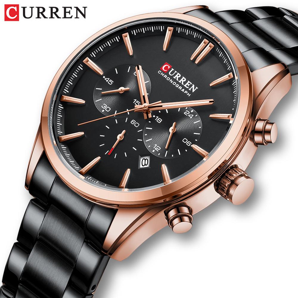 CURREN 8446 Men's Multi-Function Quartz Steel Band Sports Watch