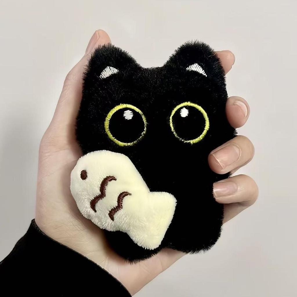 1pcs Cute Black Cat Plush Toy Keychain Cartoon Kitten Soft Plush Doll Pendant Car Key Backpack Bag Decor Doll Pendant Keychain