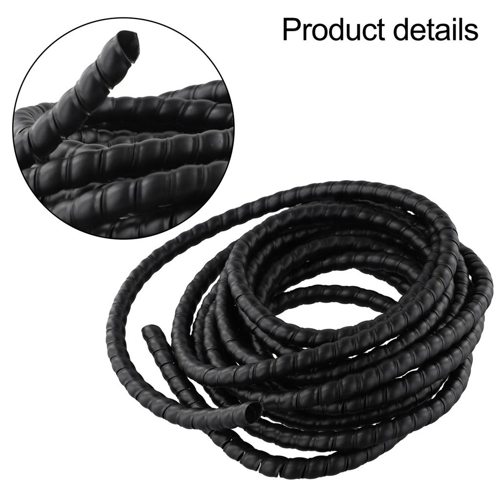 1 szt. Czarny wąż hydrauliczny Osłona / Ochrona kabla Spiralnie zwinięty 5m D-8 10 12mm Nowy