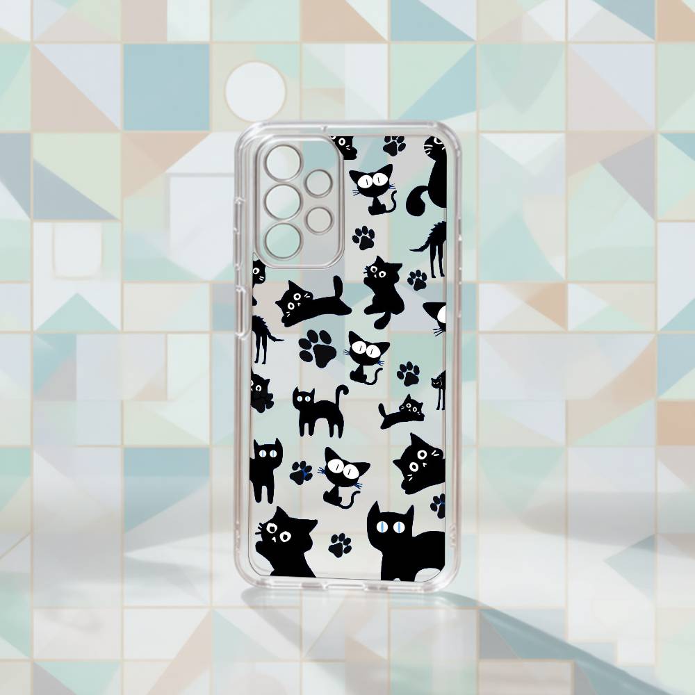Cute kitten P-pattern patchwork  Phone Case Transparent Silicone Soft For Samsung S25,S24,S21,S22,S23,S30,Ultra,S20,Plus,Fe