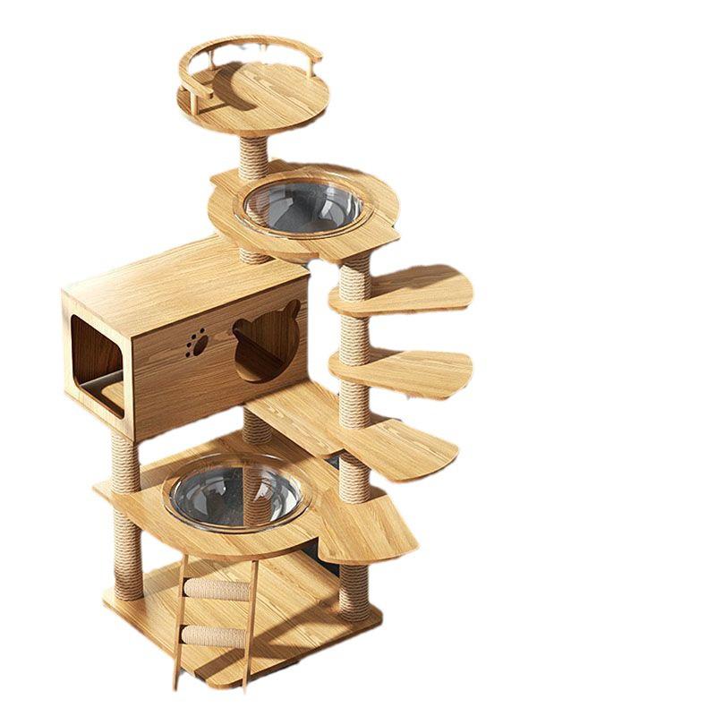 Sisal Cat Tree with Multi-Layer Platforms, Bed, and Space Capsule - Space-Saving Climbing Frame