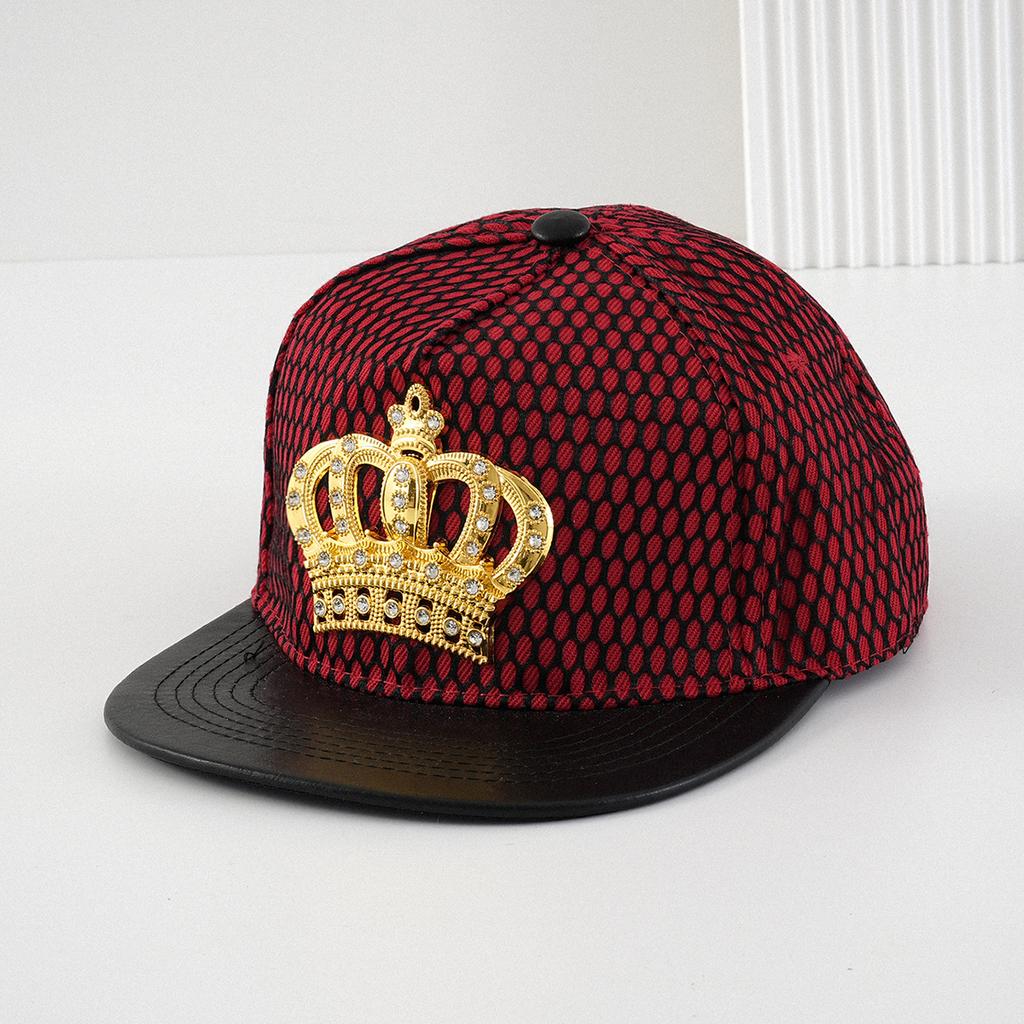 Men's and Women's Couple Hat Metal Crown Jewel Water Diamond Grid Baseball Hat