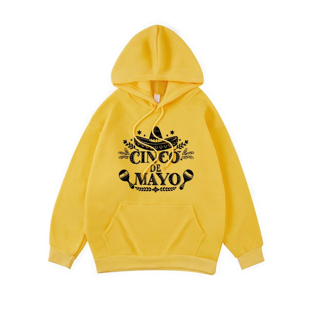 Mexico Cinco De Mayo Printing Hoodie Womens Basics Sporty Hooded Fleece Warm Soft Pullovers Casual Pocket Womans