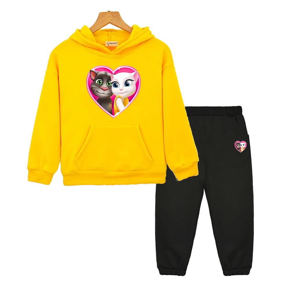 2 pièces pull+Pant Pantalon Chat Tom qui parle Sweat à capuche Sweat à manches longues polaire Veste garçons filles Ensembles de sport à capuche vêtements boutique enfants Noël