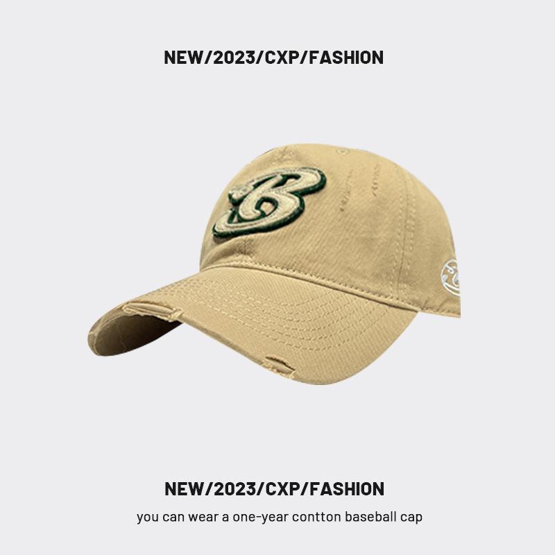 

Чжоу дав це тобі, бейсболка буквою B, повсякденна кепка, жіноча корейська версія модного бренду, ніша, обличчя, маленький м’який капелюшок для пари Adjustable хакі