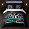 Newcastle United FC Custom Name Text Bedding Set 1 Duvet Cover+2 Pillowcases Soccer Logo Personalized Gift For Special Occasion Bedroom Decor