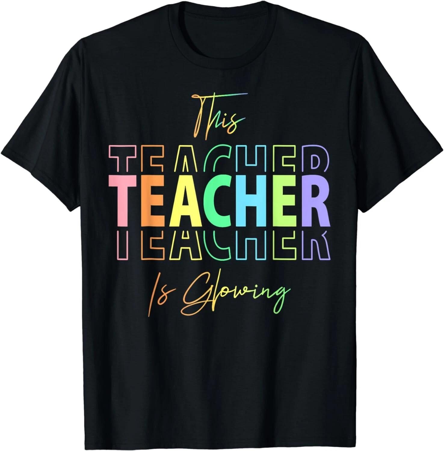 

This Teacher Is Glowing Hello Summer Funny Gift Unisex T-Shirt S