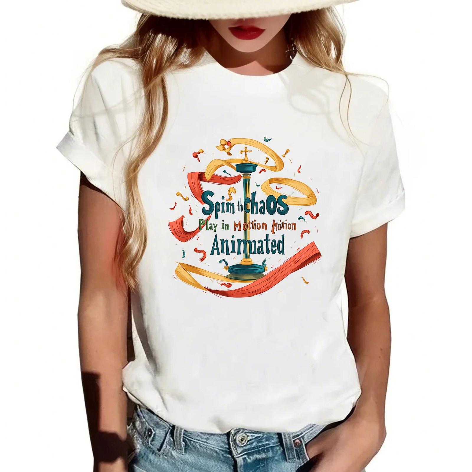 

Женская повседневная футболка с круглым вырезом и короткими рукавами с принтом L золотой