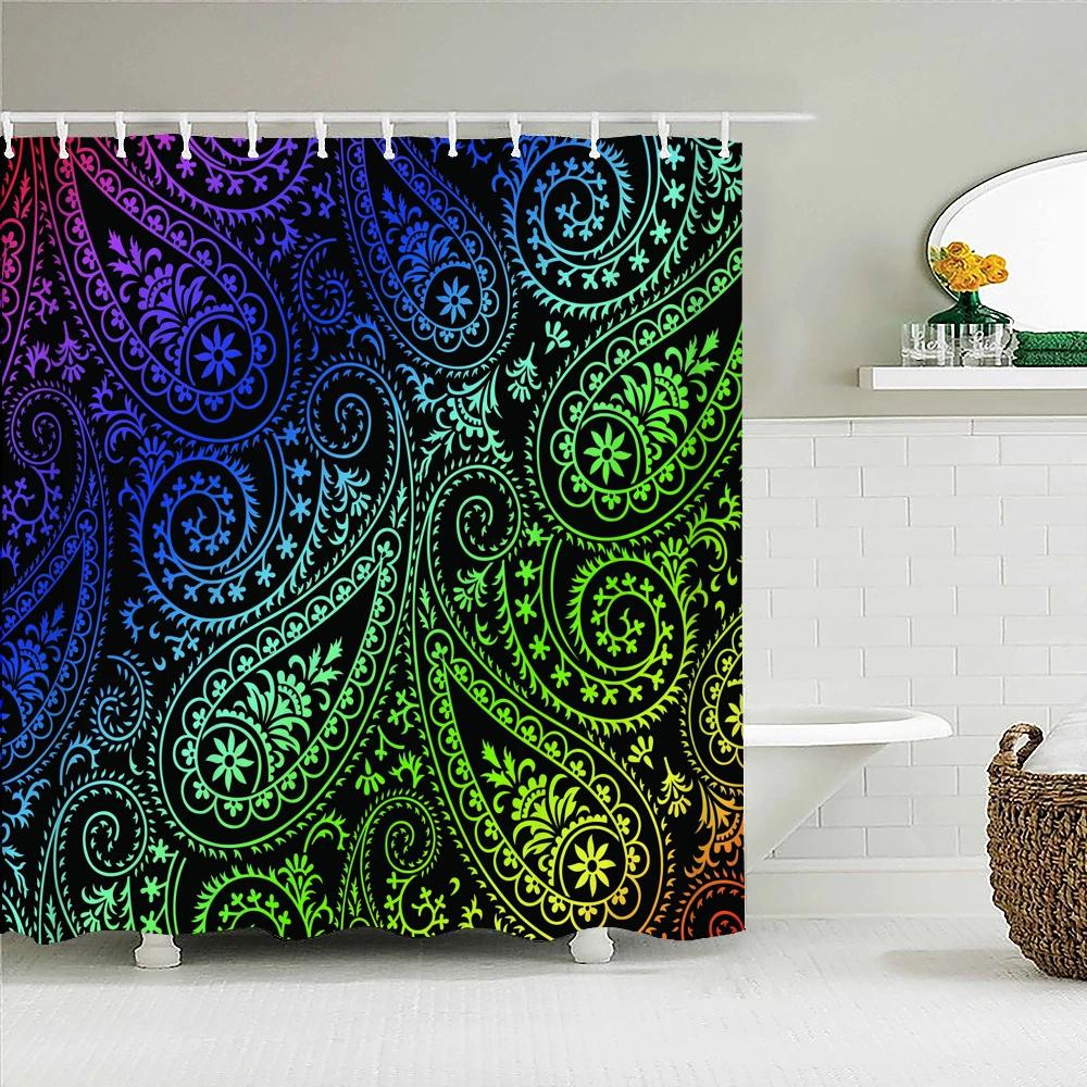 Indian Bohemian 3d Shower Curtains Waterproof Fabric Print Boho Mandala Bathroom Curtain With Hooks Decor 180*200 Bathtub Screen