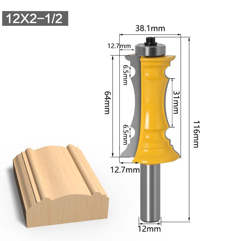 1Pc Mitered Drawer Front Molding Router Bit Door Handrail Line Tenon Cutter For Wood Tools - 8mm 12mm 1/2inch Shank