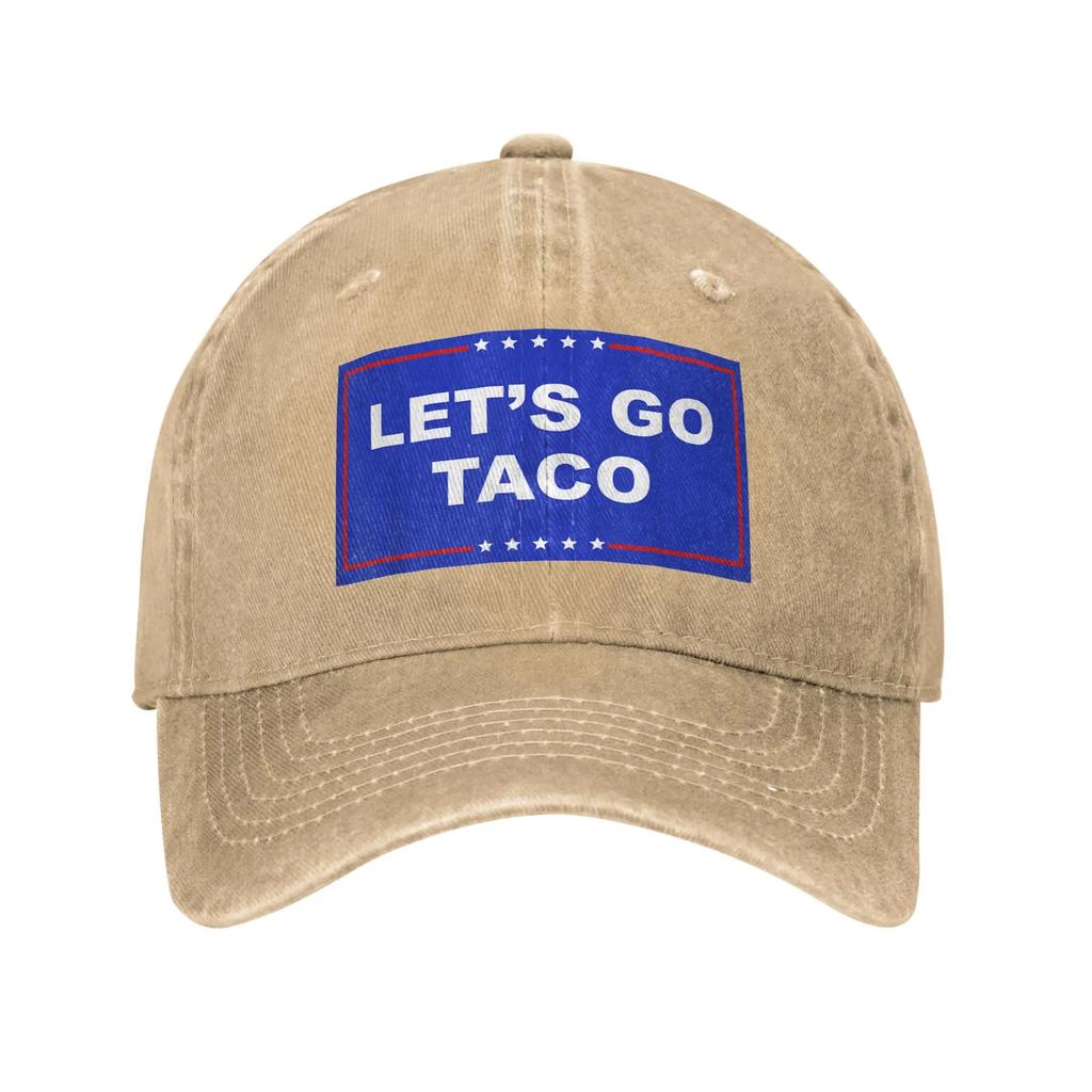 Let's Go Taco Funny Meme Baseball Cap Distressed Denim Washed Always Chickens Out Sun Cap Outdoor Travel Unstructured Soft Hat