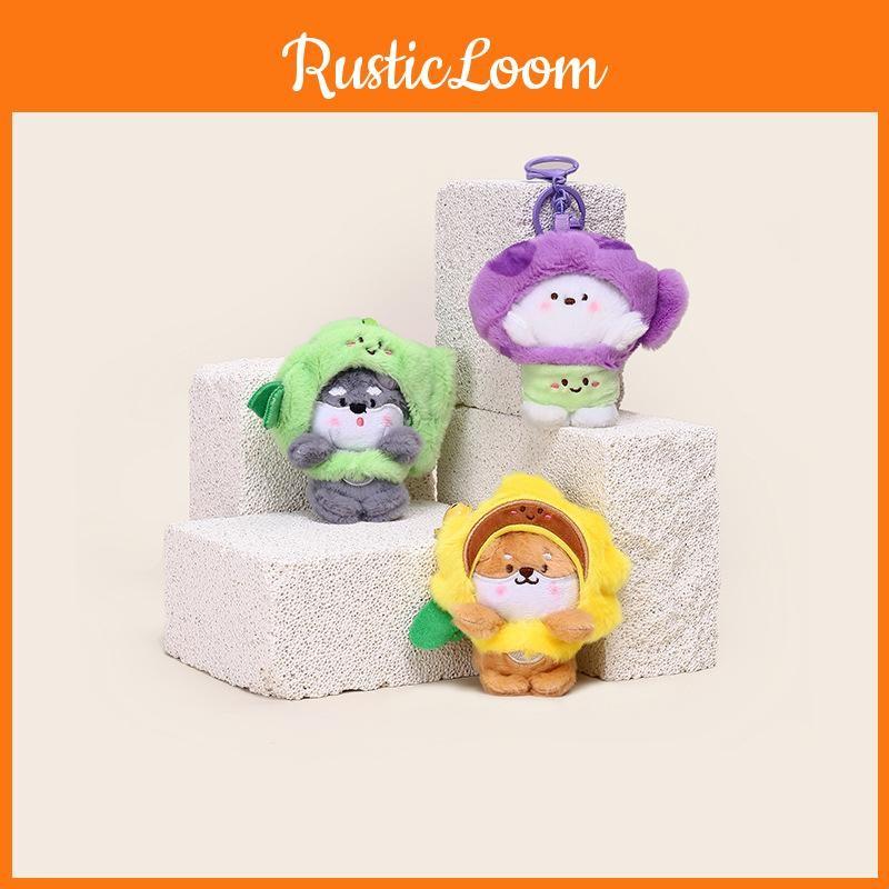 Mushroom Sunflower Pea Hat Dog Plush Keychain Bag Pendant Cartoon Gift Kids
