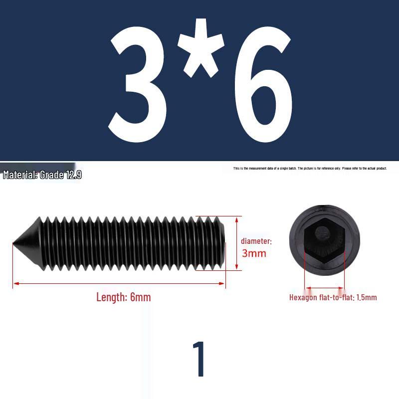 12.9 Edelstahl 304 Innensechskant Kegelspitze Gewindestift M2/M3