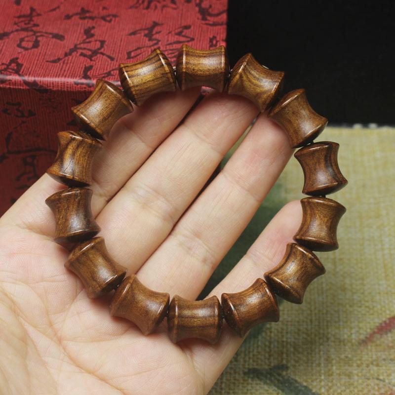 Black Rosewood Bamboo Joint Bracelet, Rising Step by Step Prayer Beads