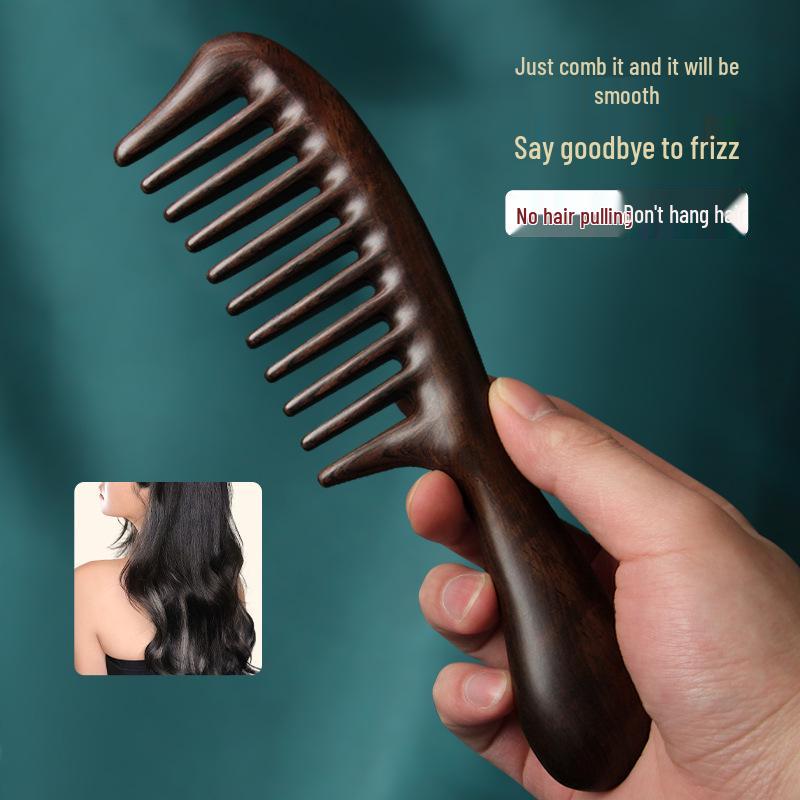 Pettine a Denti Larghi in Sandalo Meixi Muxi per Donne - Pettine Naturale in Legno per Capelli Lunghi e Regali