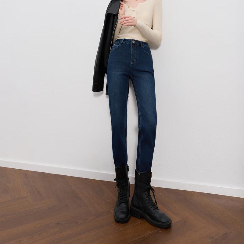 

Sancai 2025 Winter Slim-Fit Fleece Lined 9-Point Pencil Jeans