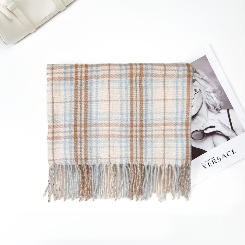 1116 New Korean plaid scarf women's winter senior sense versatile warm scarf student couple shawl dual-purpose