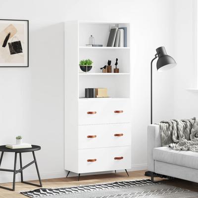 Vidaxl Display Cabinet, White, 69.5X34X180 Cm, Wood-Based Material