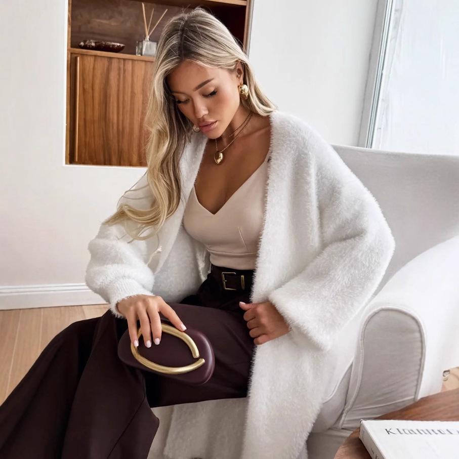2025 Trendiger Damen Flauschiger Cardigan Pullover: Locker, Vielseitig und Stilvoll für Herbst/Winter Europäische und Amerikanische Mode