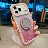 Gradient Glitter For Magsafe Magnetic Mirror Stand Holder Case For iPhone 11 12 13 14 15 16 17 Pro Max Bling Diamond Shockproof Cover