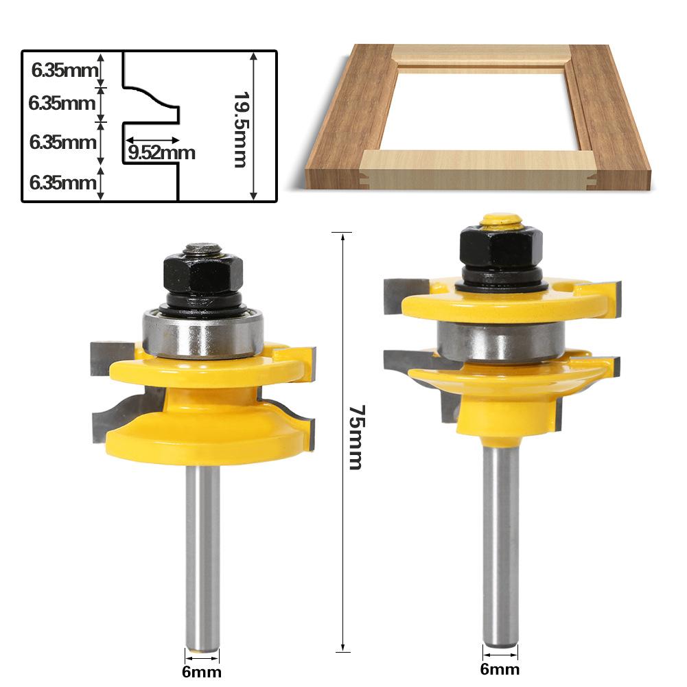 3-Piece Set Of 6-Handle Cabinet Door Panel Knives, Household West Tenon Knives, Woodworking Milling Cutters, Woodworking Cabinet Door Milling Cutters,