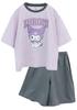 Kaitak Family Sanrio Characters Kuromi & Cinnamoroll Kids' Pajamas, Short Sleeves and Shorts, 100% Cotton, Summer (130cm, Purple (Kuromi))