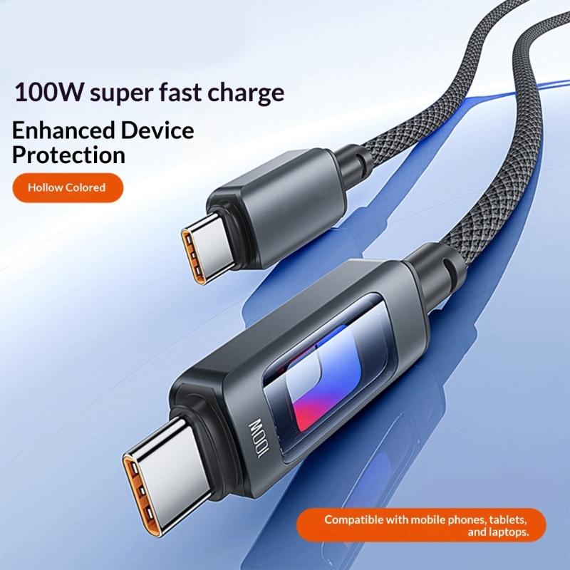 100W Super Fast Charging Type C Data Cable Aluminum Alloy for Rapid Device Power and Use in Daily Life