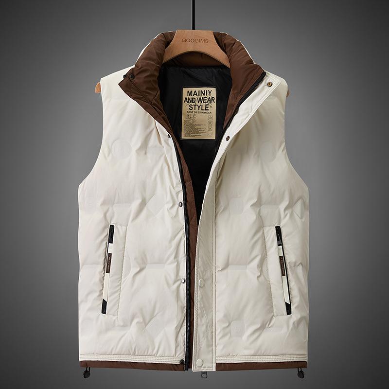 

Fashionable Men s Black Puffer Vest Stand Collar Warm Winter Sleeveless Jacket M білий
