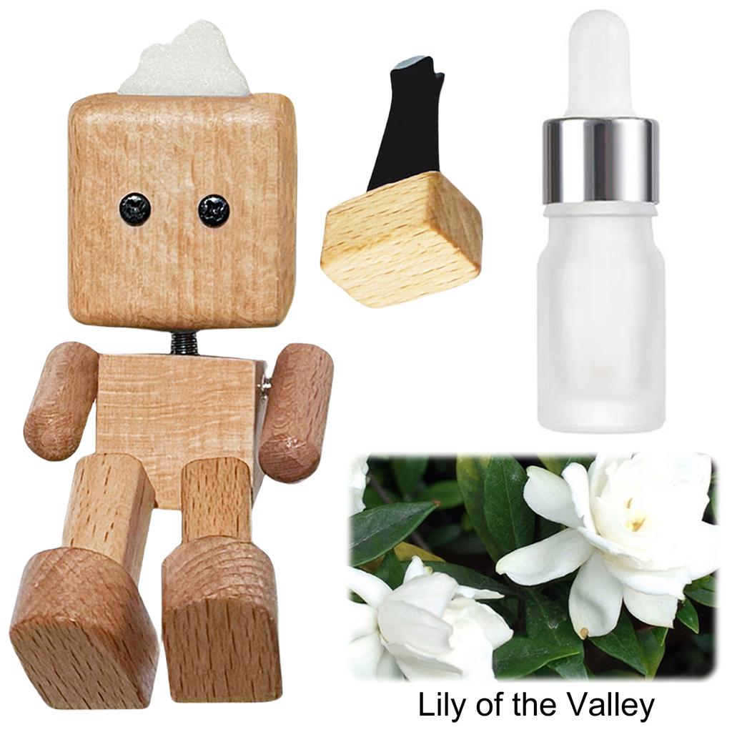 Shaking Wooden Man Fragrance Diffuser Figurine Car Decoration Small Ornaments Leg-swinging Robot Figurine Cute Wood Man Car Goo