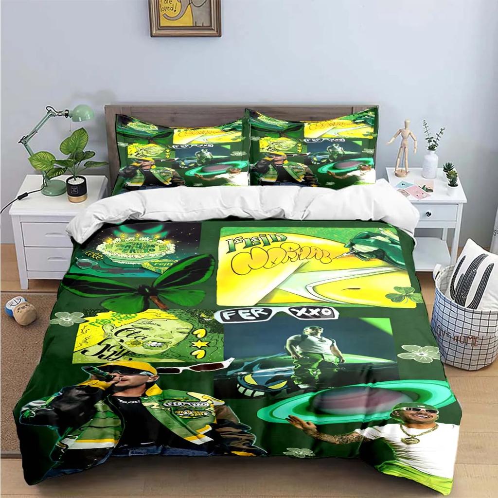 Fashion Pop Singer Ferxxo Feid Print Bedding Sets Bed Supplies Set Duvet Cover Bed Comforter Set Bedding Set Luxury Birthdaygift
