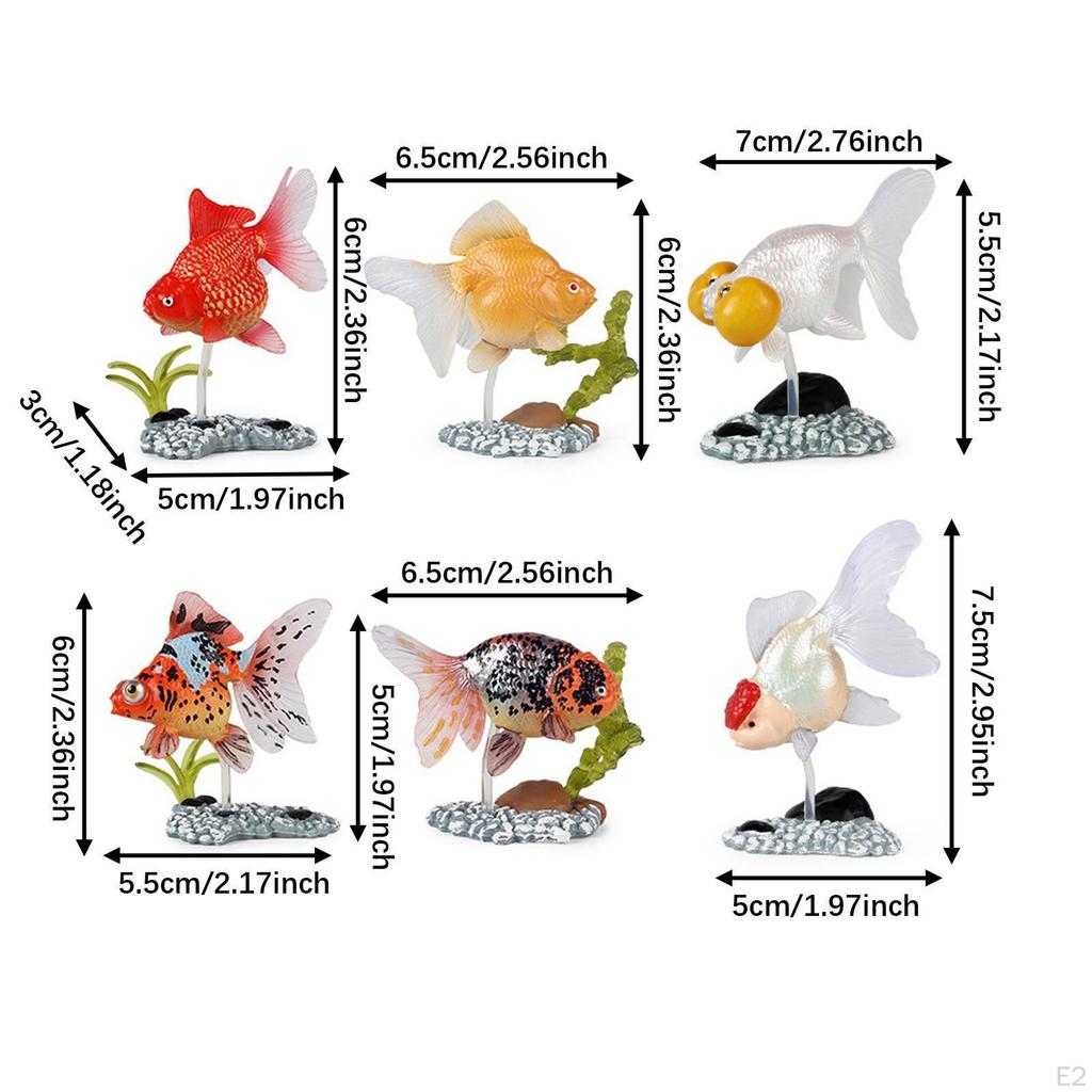6 Mini Fish Figures for Aquatic Displays, Colorful Life with Stands
