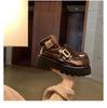 Grape mother has the same style, college style square buckle, lazy person with one foot, muffin thick heel, thick sole, loafer small leather s