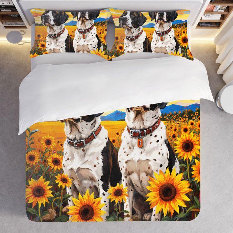 3 Piece Bedding Pillowcase Duvet Cover Set Dog Sunflower Pattern 2D Digital Printing For Bedroom Dorm Decoration