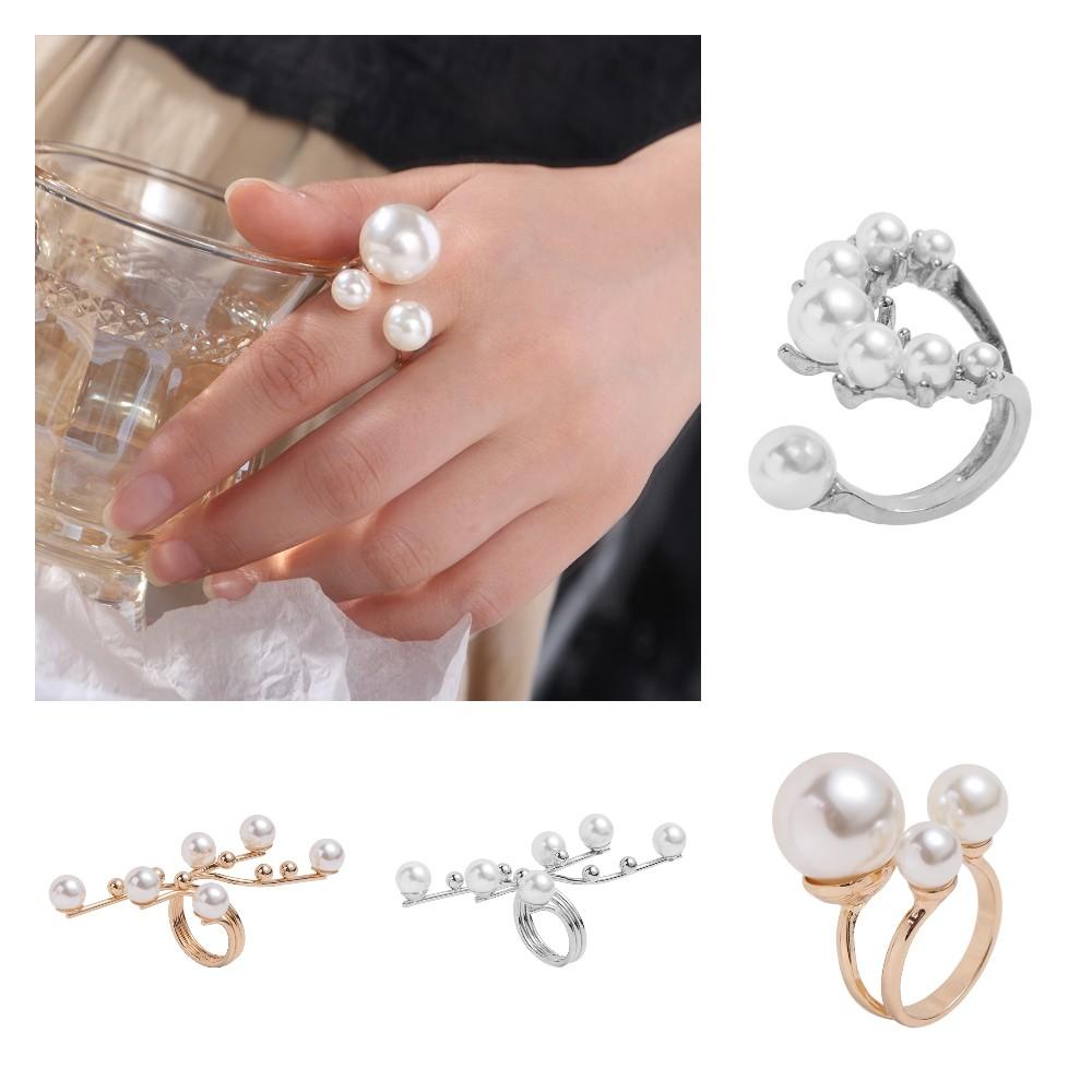 Gold Color Gold Color Knuckle Ring Geometric Fashion Jewelry Paved Rings Pearl Bead Rings  Beach