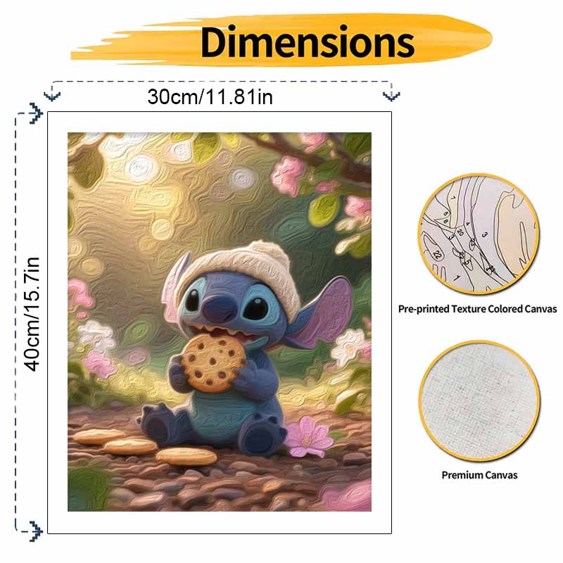 Disney Stitch Eating Cookie Oil Painting Digital Painting Art Kit Handmade Diy Gifts Home Decorations