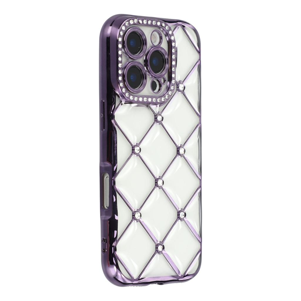 For iPhone 16 Pro Max Case Rhinestone Decor Electroplating TPU Phone Cover